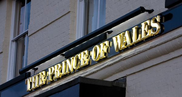 Prince of Wales — edge-lit illuminated sign