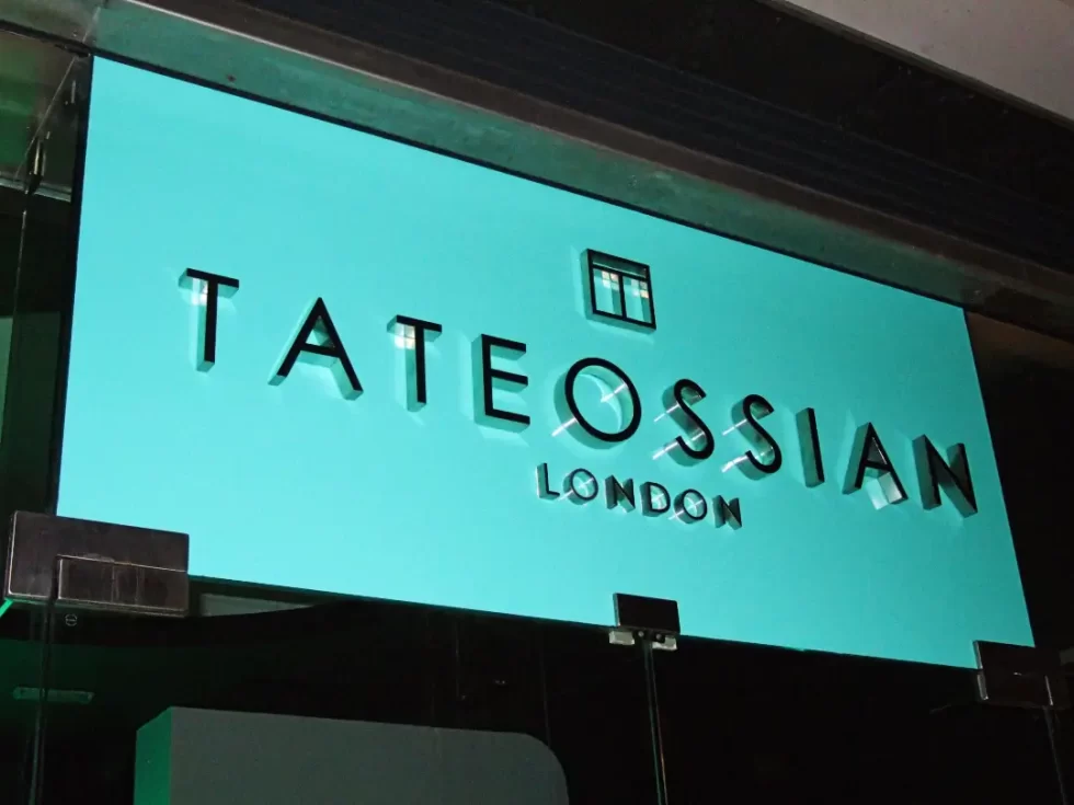 Tateossian — built-up letters for luxury retail