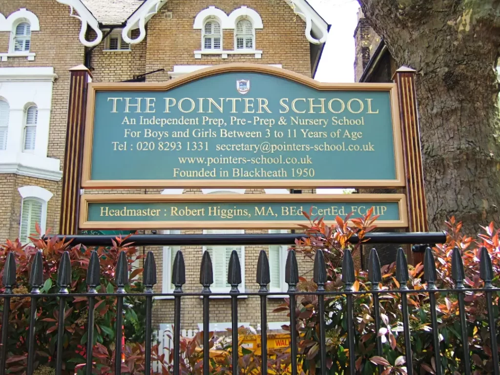 the pointer school sign